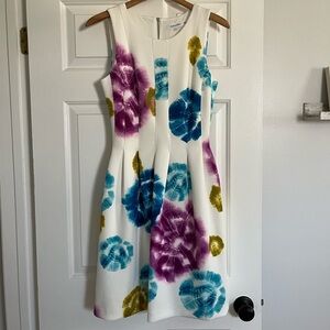 Calvin Klein Purple A-Line Midi Dress Sleeveless Scoop Neck